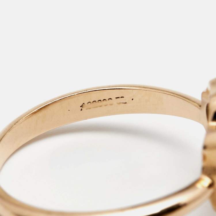 Pre Owned Chanel Extrait de Camellia Diamond 18k Rose Gold Ring Size 52