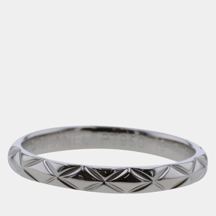 Pre Owned Chanel Silver Platinum Coco Crush Ring US 10.5