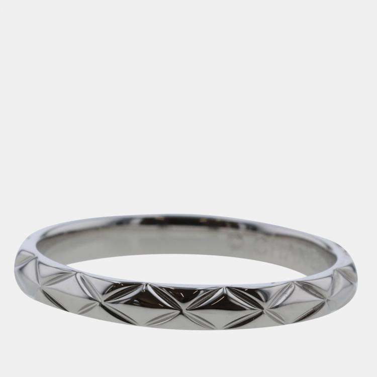 Pre Owned Chanel Silver Platinum Coco Crush Ring US 10.5