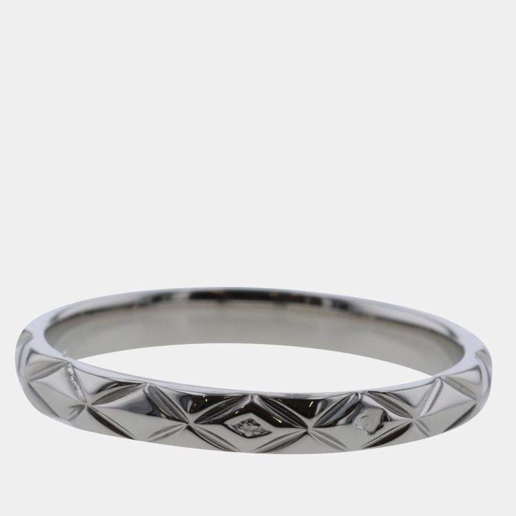 Pre Owned Chanel Silver Platinum Coco Crush Ring US 10.5