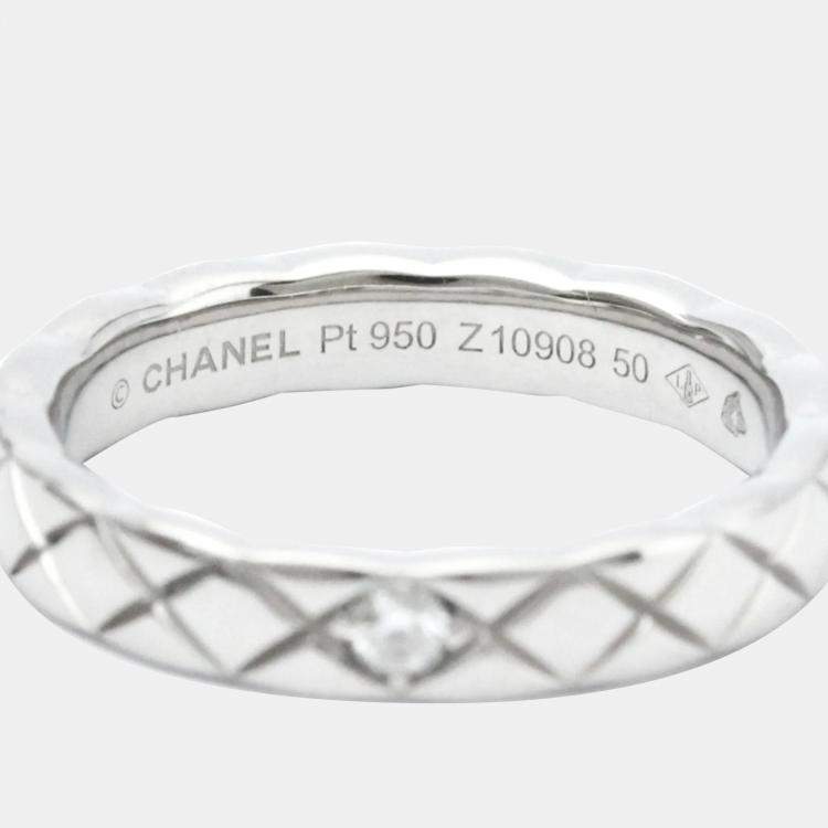 Pre Owned Chanel 18K White Gold Coco Crush Slim Ring EU 50