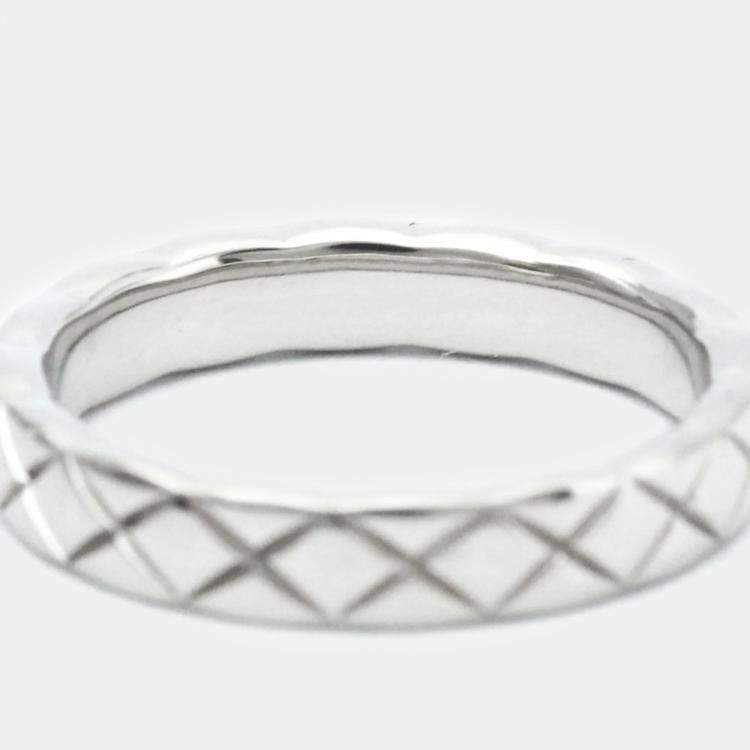 Pre Owned Chanel 18K White Gold Coco Crush Slim Ring EU 50