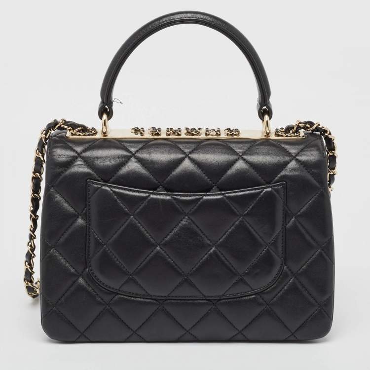 Pre Owned Chanel Black Quilted Leather Small Trendy CC Top Handle Bag