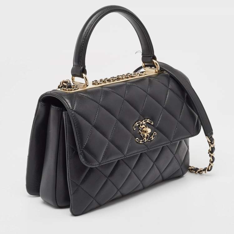 Pre Owned Chanel Black Quilted Leather Small Trendy CC Top Handle Bag