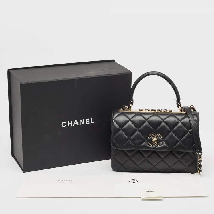Pre Owned Chanel Black Quilted Leather Small Trendy CC Top Handle Bag