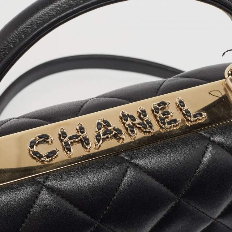 Pre Owned Chanel Black Quilted Leather Small Trendy CC Top Handle Bag
