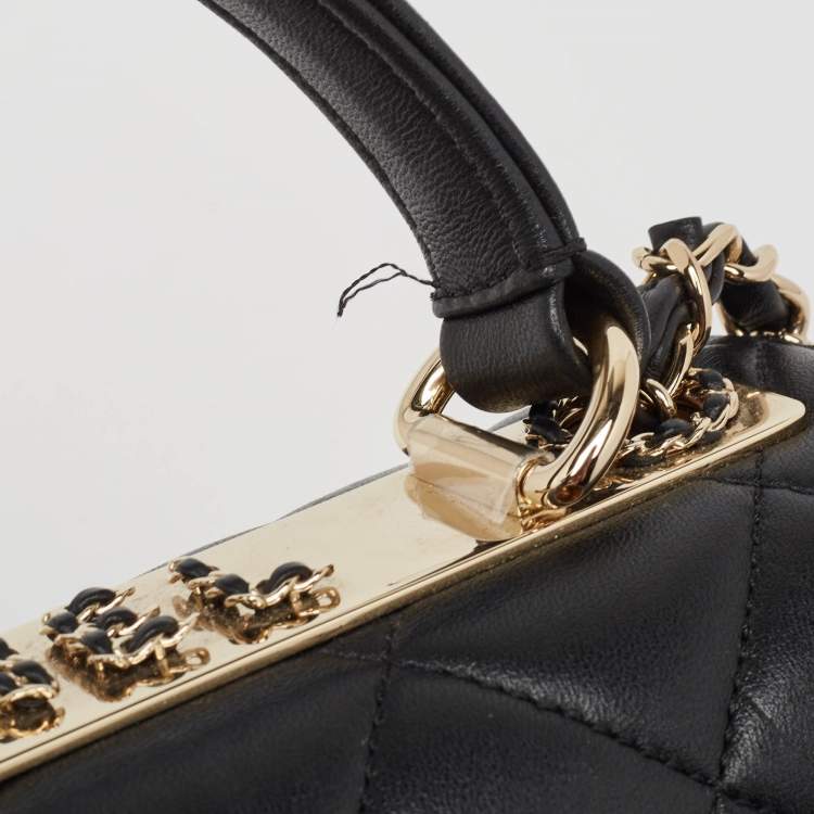 Pre Owned Chanel Black Quilted Leather Small Trendy CC Top Handle Bag
