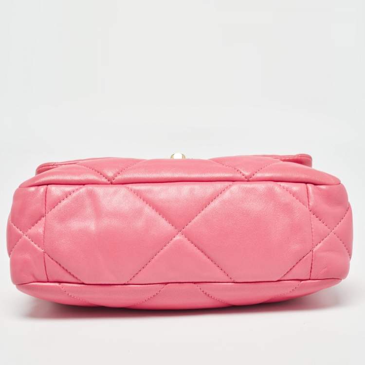 Pre Owned Chanel Pink Quilted Leather Medium 19 Flap Bag