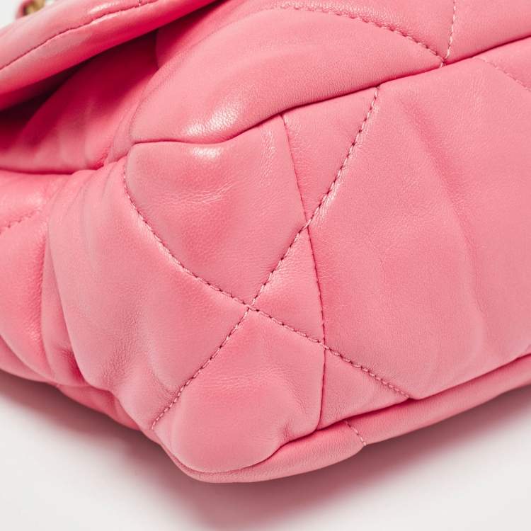 Pre Owned Chanel Pink Quilted Leather Medium 19 Flap Bag