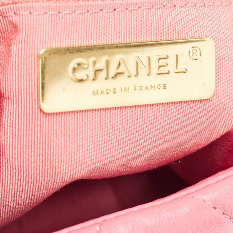 Pre Owned Chanel Pink Quilted Leather Medium 19 Flap Bag