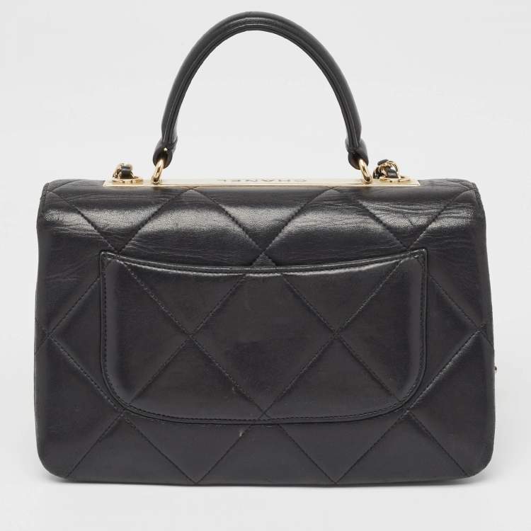 Pre Owned Chanel Black Quilted Leather Large Trendy CC Top Handle Bag