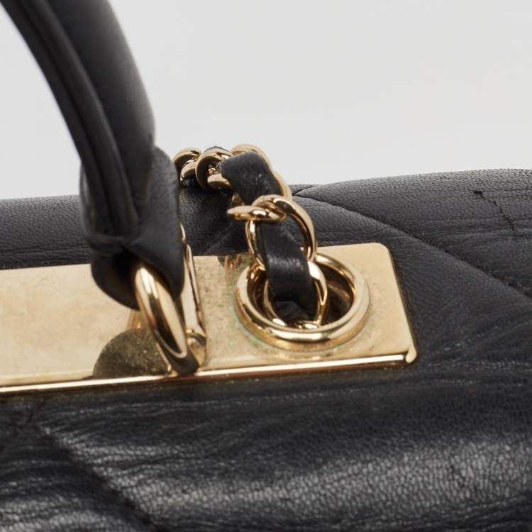 Pre Owned Chanel Black Quilted Leather Large Trendy CC Top Handle Bag