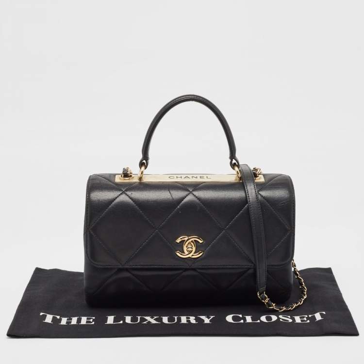 Pre Owned Chanel Black Quilted Leather Large Trendy CC Top Handle Bag