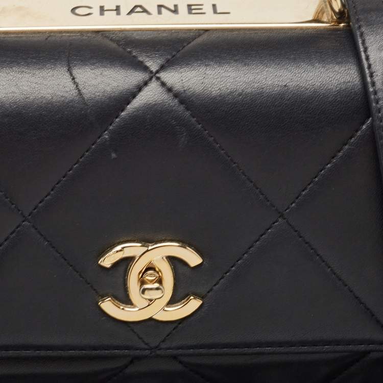 Pre Owned Chanel Black Quilted Leather Large Trendy CC Top Handle Bag