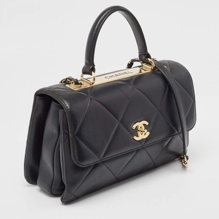 Pre Owned Chanel Black Quilted Leather Large Trendy CC Top Handle Bag