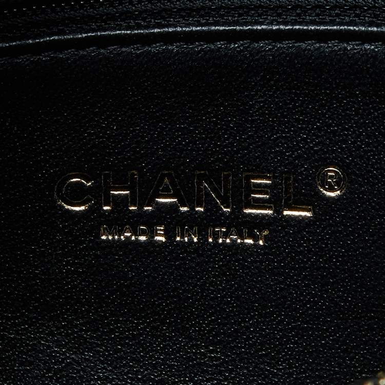 Pre Owned Chanel Black Chevron Caviar Leather and Lizard Medium Coco Top Handle Bag