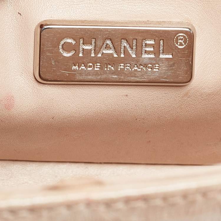 Pre Owned Chanel Beige Python New Mini Charm Classic Flap Bag