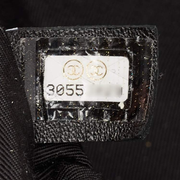 Pre Owned Chanel Black/White Quilted Houndstooth Tweed and Leather Large 19 Flap Bag