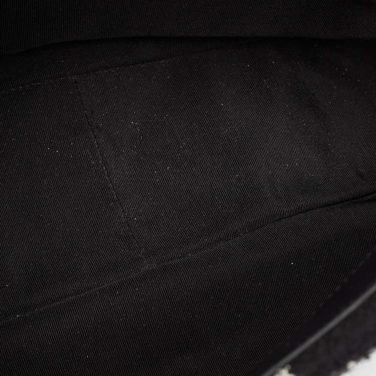 Pre Owned Chanel Black/White Quilted Houndstooth Tweed and Leather Large 19 Flap Bag