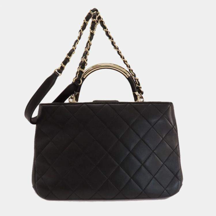 Pre Owned Chanel Navy Caviar Leather Large Filigree Shoulder Bag