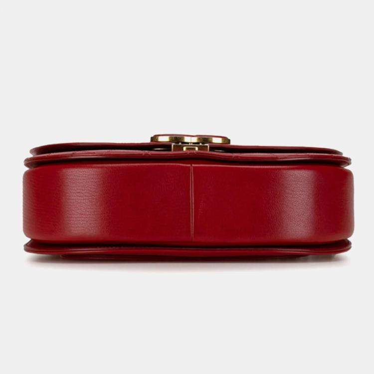Pre Owned Chanel Red Calfskin and Quilted Goatskin Small Coco Curve Flap  Shoulder Bag
