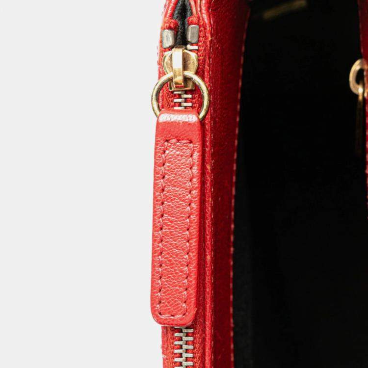 Pre Owned Chanel Red Calfskin and Quilted Goatskin Small Coco Curve Flap  Shoulder Bag