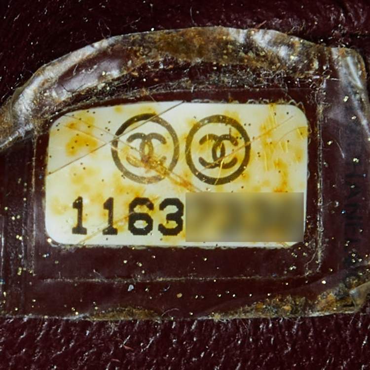 Pre Owned Chanel Burgundy Quilted Caviar Leather Medallion Tote