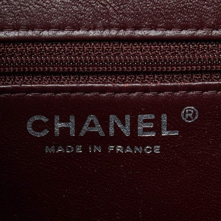 Pre Owned Chanel Burgundy Quilted Caviar Leather Medallion Tote