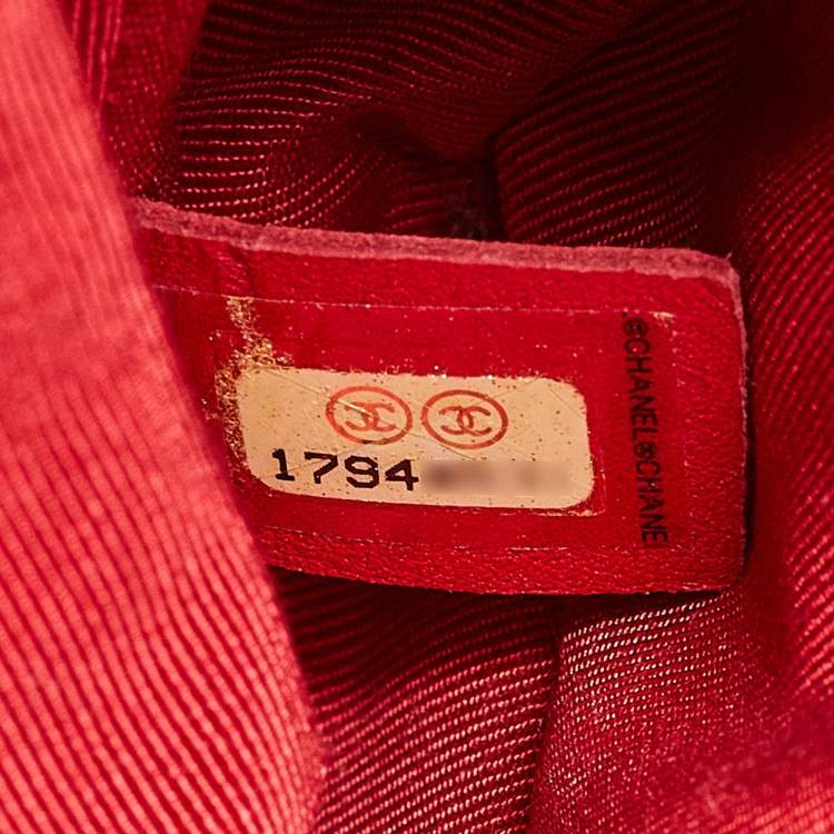 Pre Owned Chanel Black/Red Quilted Leather Large Boy Flap Bag