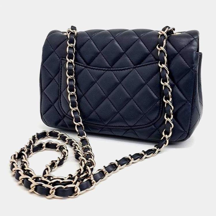 Chanel Navy Blue Leather Mini Rectangular Classic Flap Bag Chanel TLC