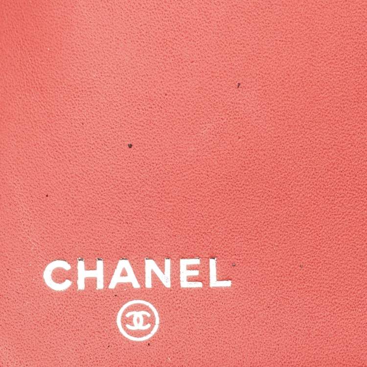 Pre Owned Chanel Dark Red Quilted Caviar Leather Boy Yen Wallet