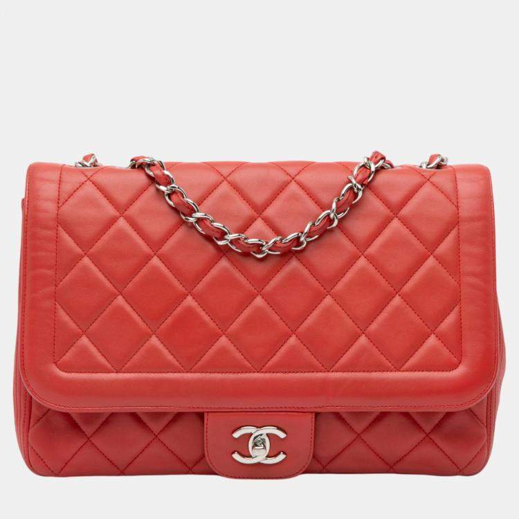 Chanel Red Large Lambskin Coco Rider Flap