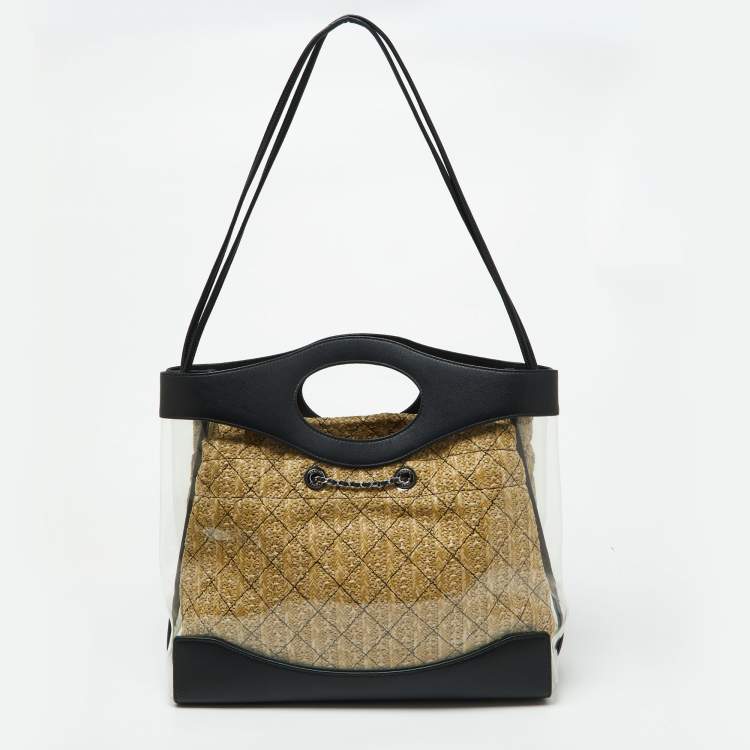 Pre Owned Chanel Black Leather and PVC 31 Shopping Bag