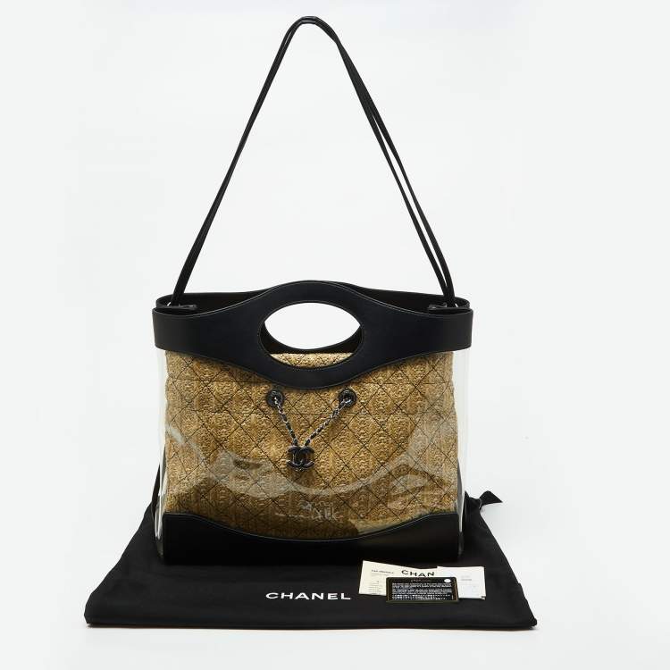 Pre Owned Chanel Black Leather and PVC 31 Shopping Bag