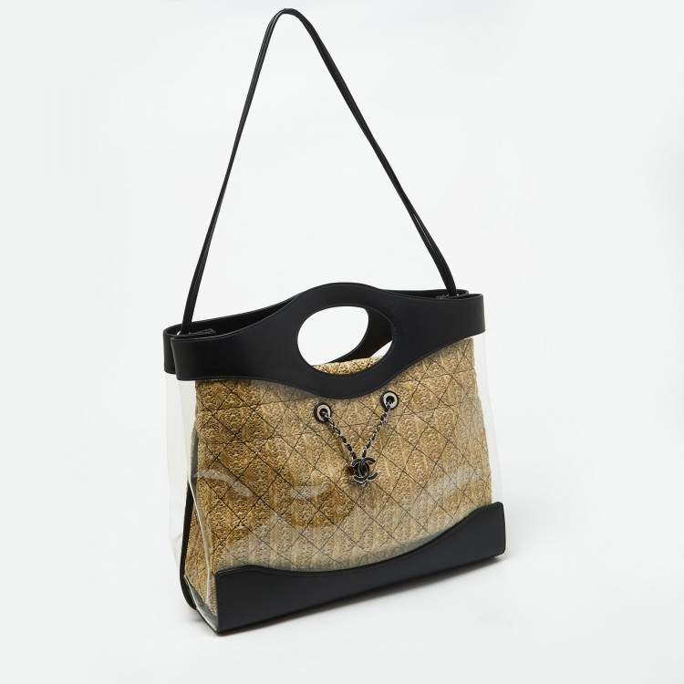 Pre Owned Chanel Black Leather and PVC 31 Shopping Bag