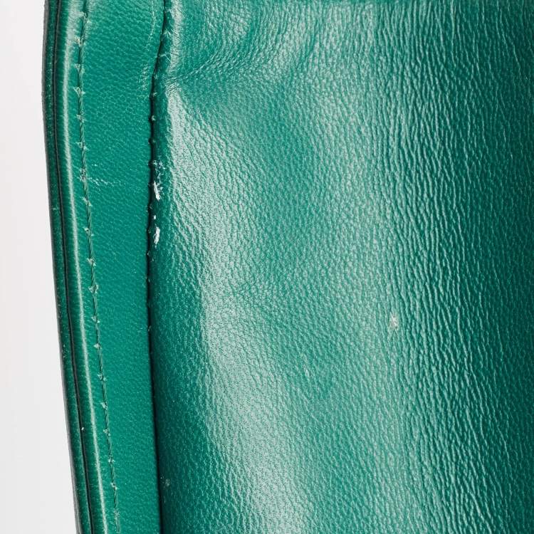 Pre Owned Chanel Green Quilted Wool and Leather Mini Boy Flap Bag