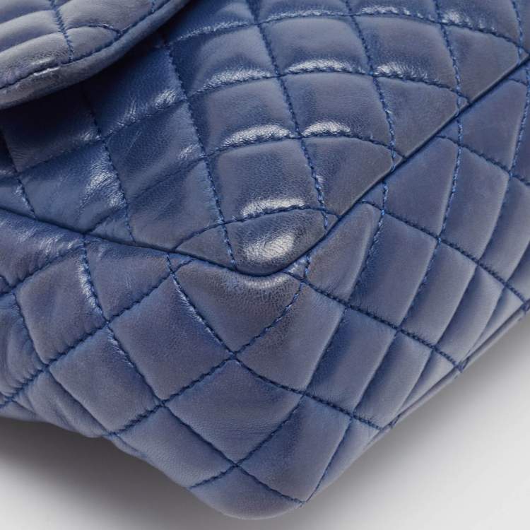 Pre Owned Chanel Blue Quilted Leather Small Valentine Charm Single Flap Bag