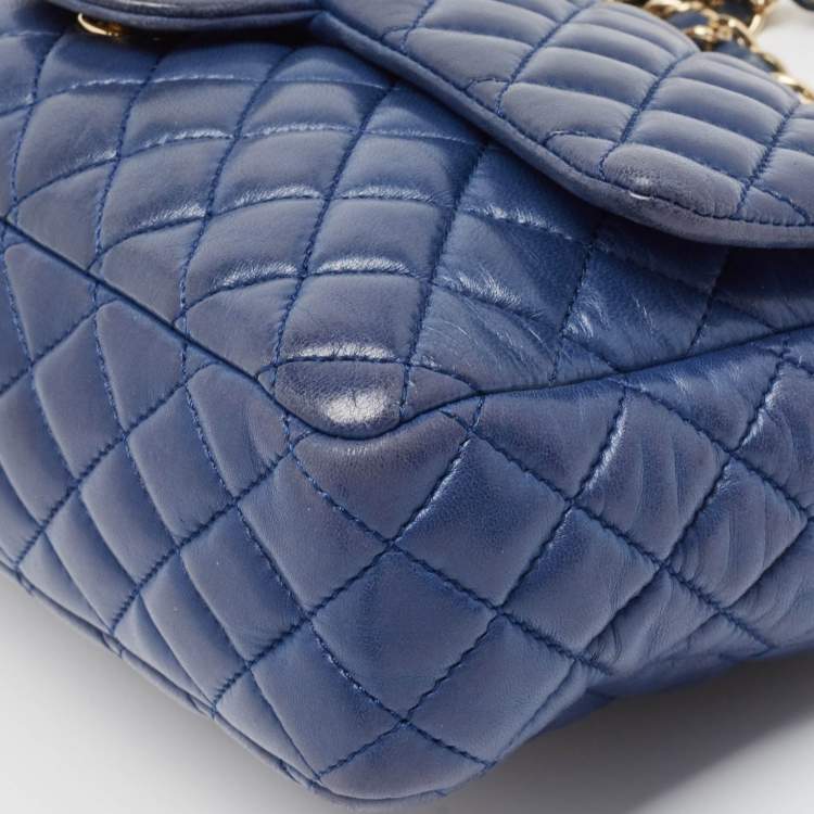 Pre Owned Chanel Blue Quilted Leather Small Valentine Charm Single Flap Bag