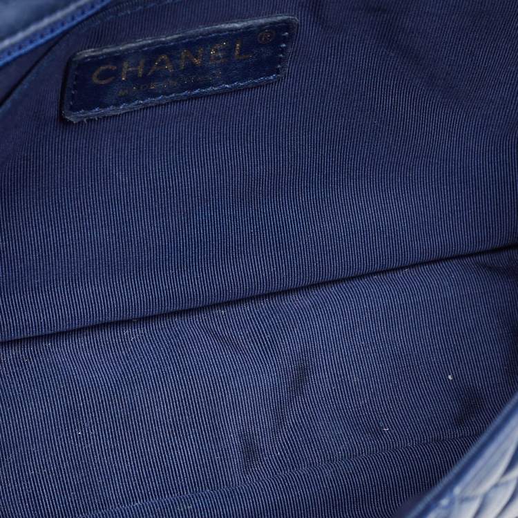 Pre Owned Chanel Blue Quilted Leather Small Valentine Charm Single Flap Bag