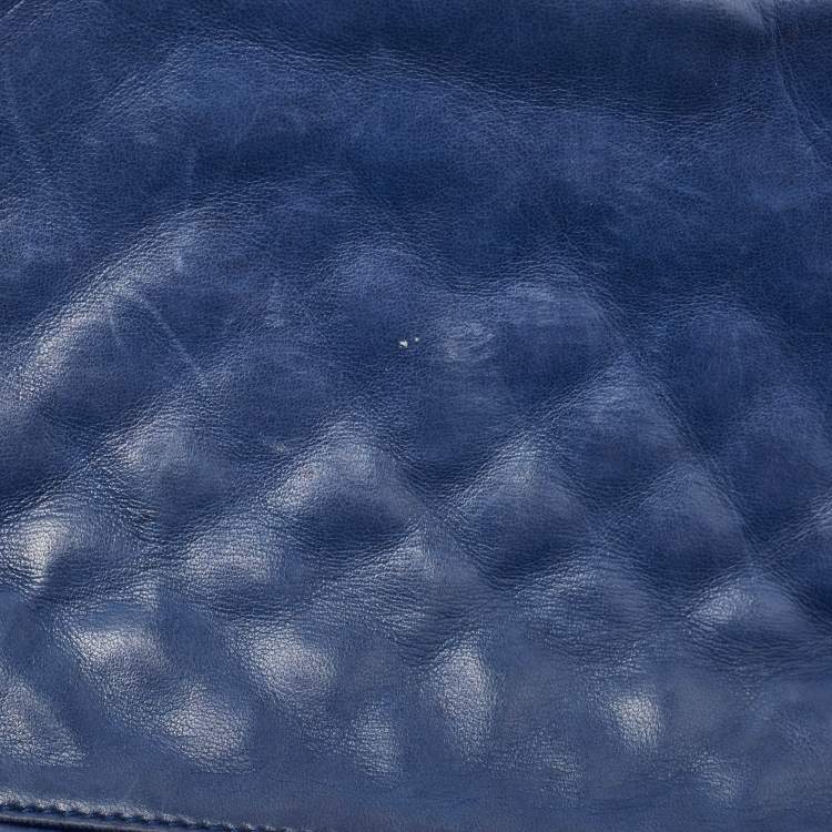 Pre Owned Chanel Blue Quilted Leather Small Valentine Charm Single Flap Bag