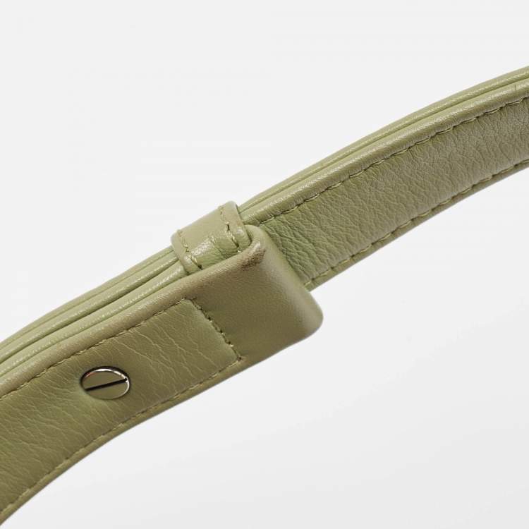 Pre Owned Chanel Green Chevron Leather Medium Boy Flap Bag