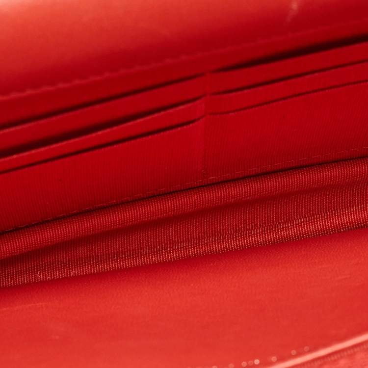 Pre Owned Chanel Orange Quilted Leather Coco Boy Wallet on Chain