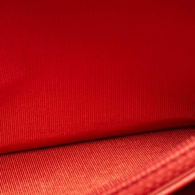 Pre Owned Chanel Orange Quilted Leather Coco Boy Wallet on Chain