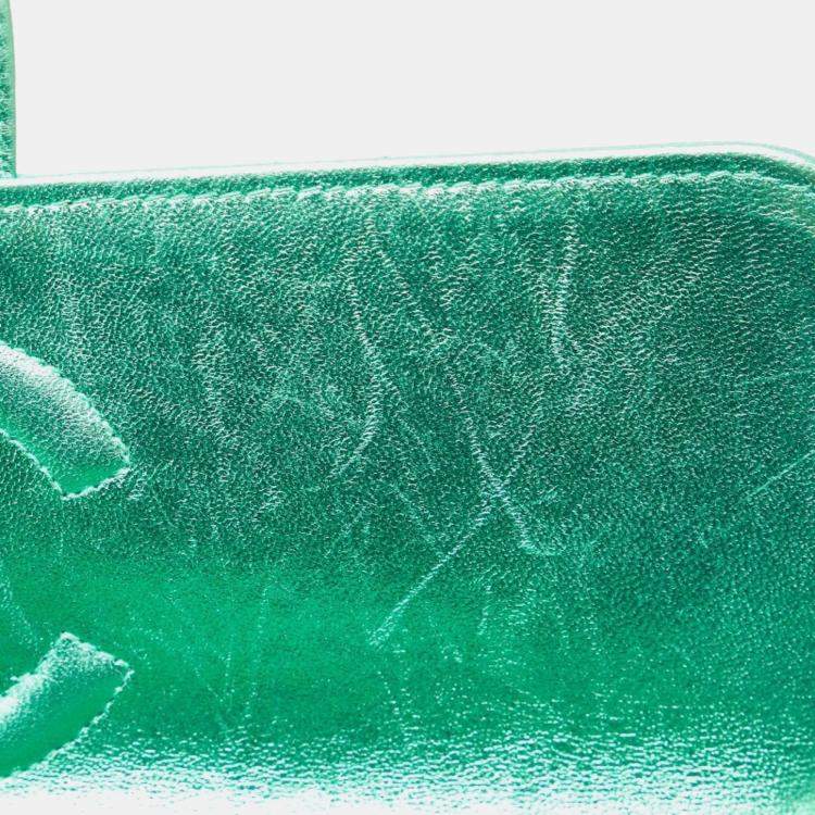 Pre Owned Chanel Metallic Green Lambskin Leather Quilted Top Handle Bag 