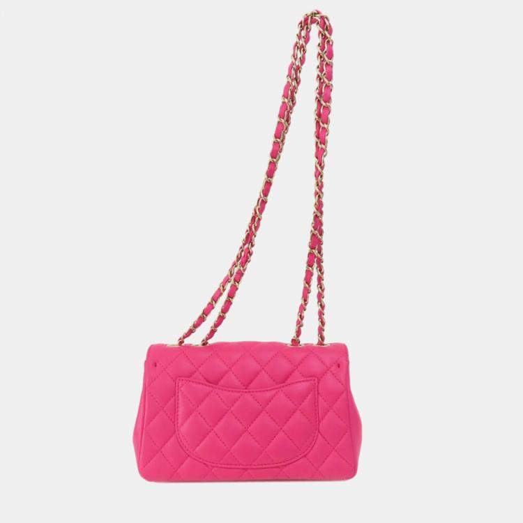 Pre Owned Chanel Pink Leather Mini Mademoiselle Chic Shoulder Bag