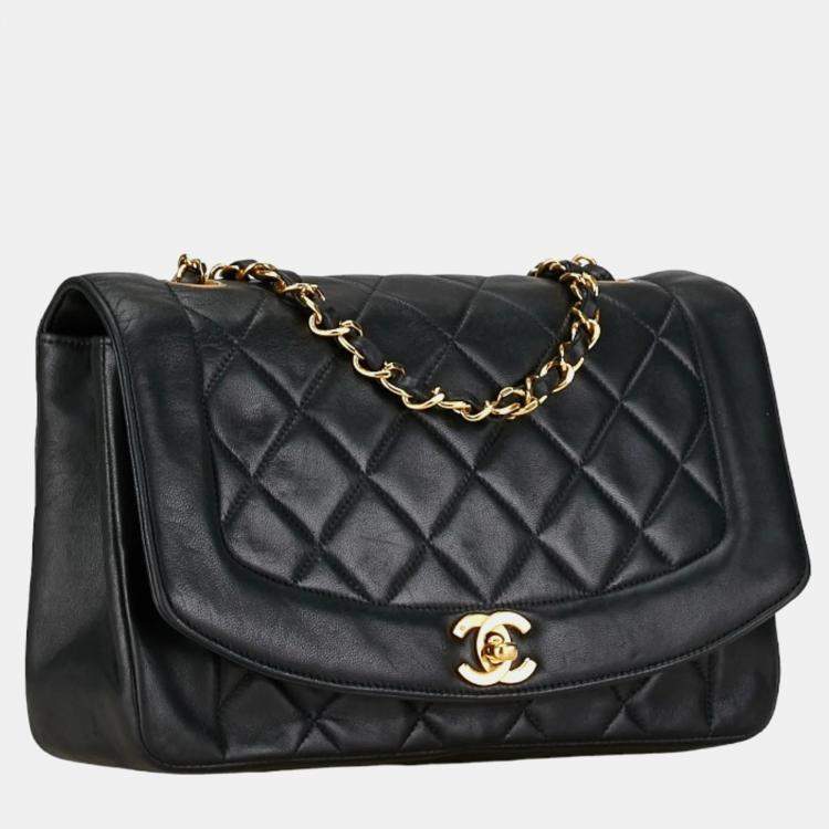 Pre Owned Chanel Black Leather Diana Flap Bag