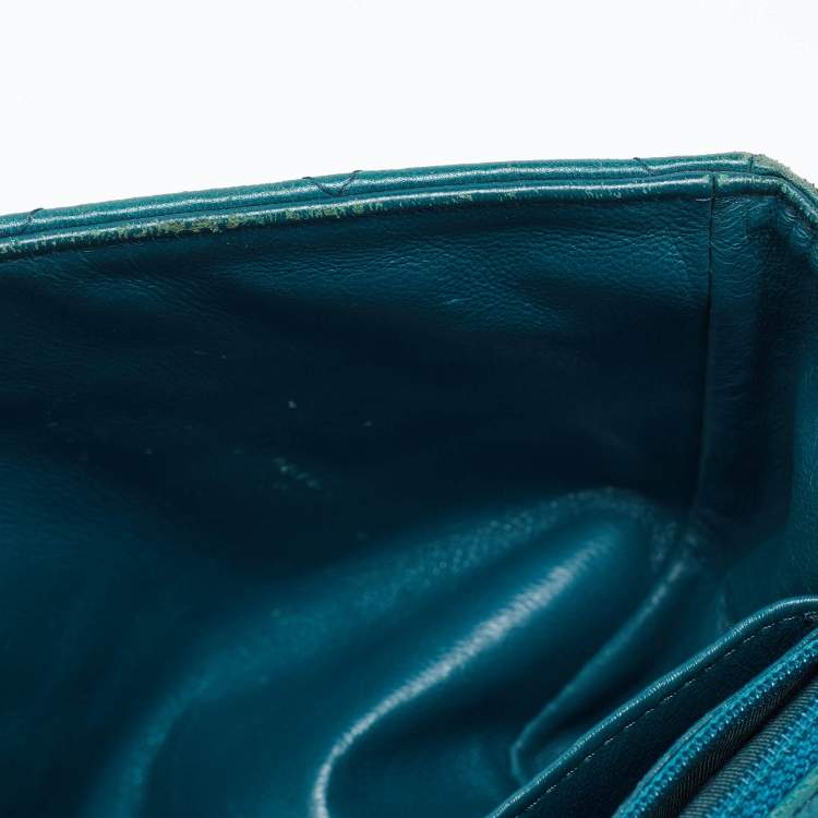 Pre Owned Chanel Green Quilted Leather Jumbo Classic Double Flap Bag