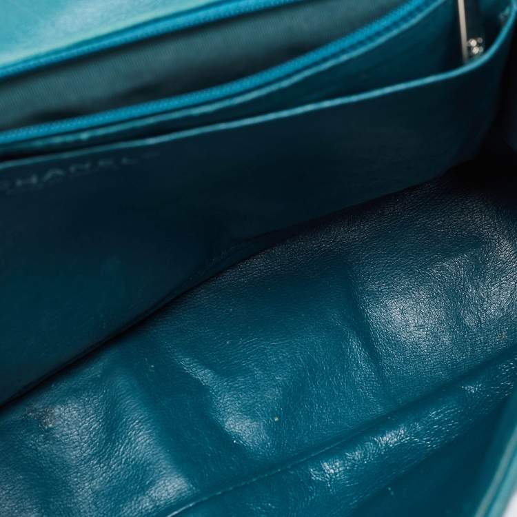 Pre Owned Chanel Green Quilted Leather Jumbo Classic Double Flap Bag