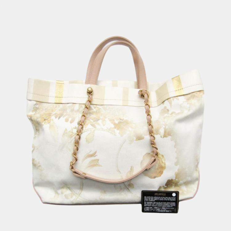 Pre Owned Chanel Multicolor Canvas and Leather Floral Shopping Tote Bag