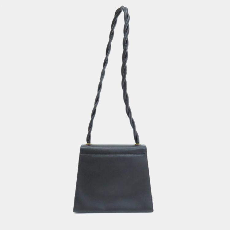 Pre Owned Chanel Black Caviar Leather Classic Twisted Strap Shoulder Bag